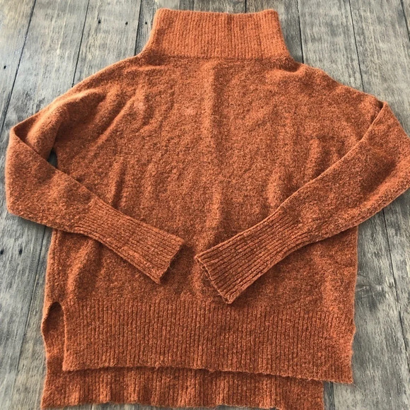 Zara Knit Womens Small Mockneck Pullover Sweater Orange Pumpkin Wool Mohair Cozy - Picture 1 of 7